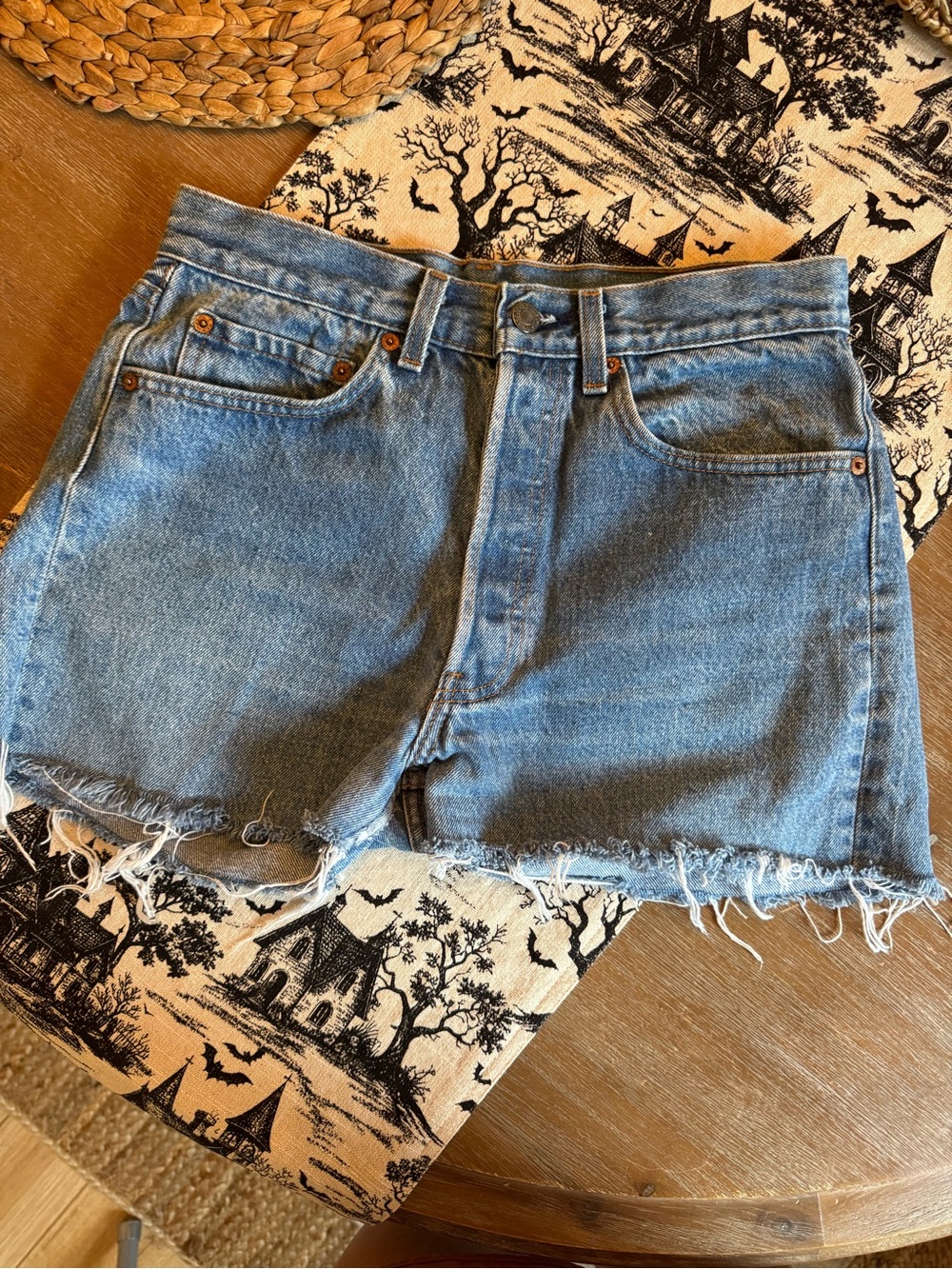 Vintage Levi Light Blue High-Rise Cutoff Denim Shorts